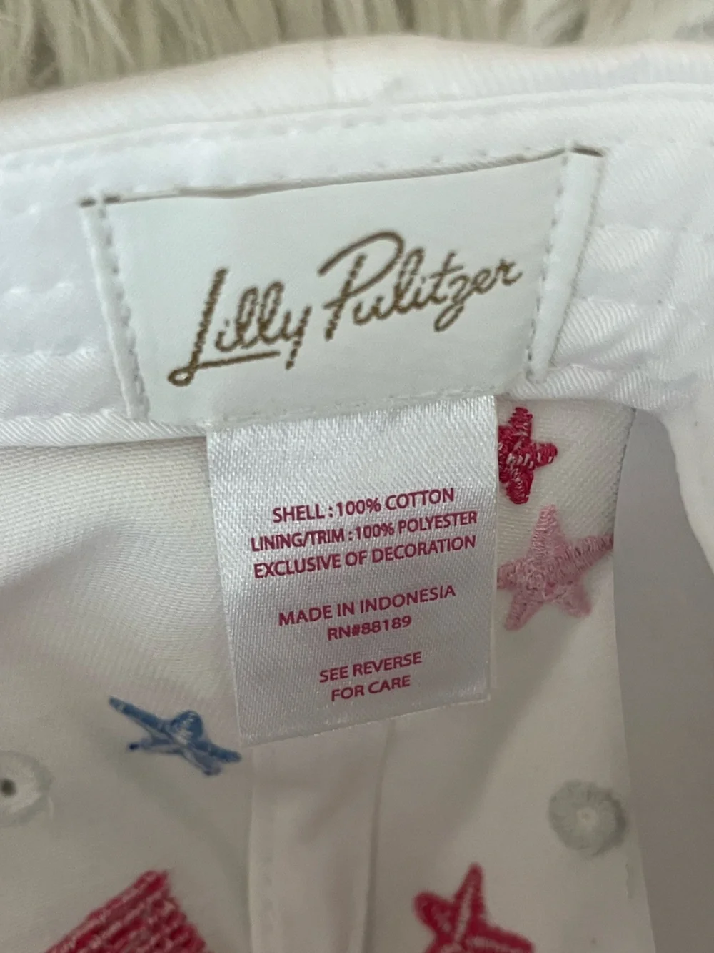 {Lilly Pulitzer} Embroidered Logo Hat in Resort White It's A 250th Celebration